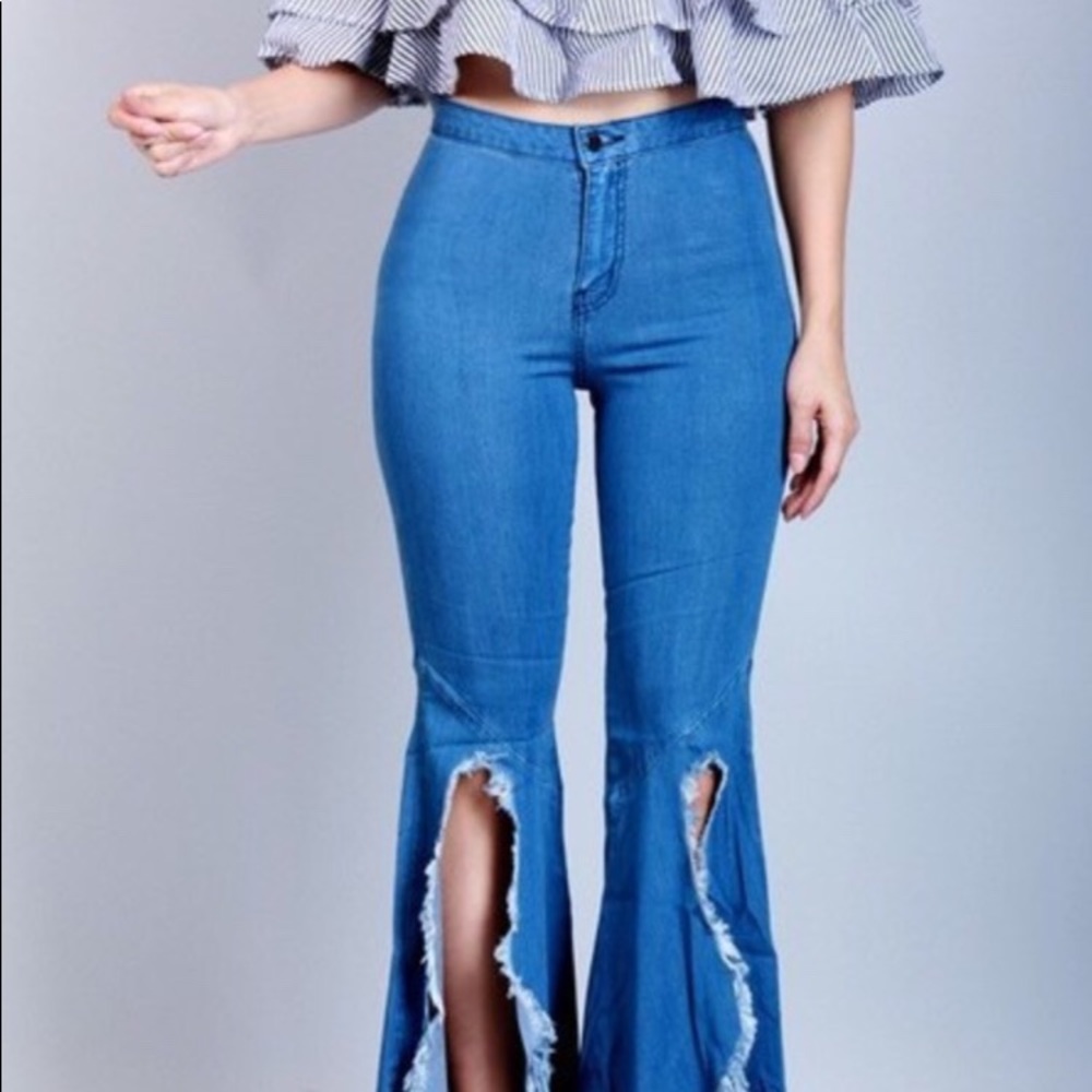 HIGH WAIST BELL BOTTOM PANTS NEW WITH TAGS